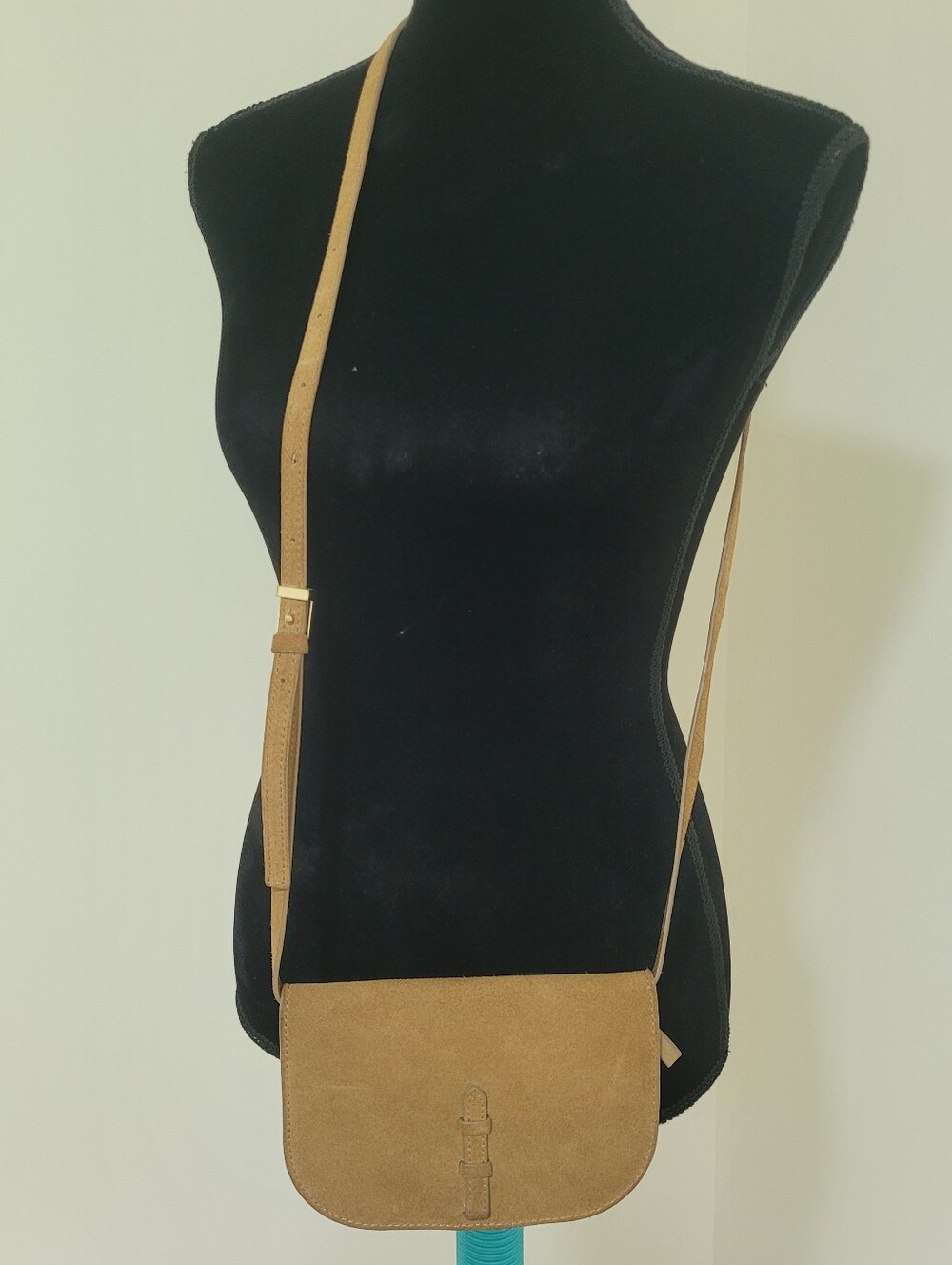 Zara Women's Genuine Suede Crossbody Saddle Bag Tan Quiet Luxury Minimalist